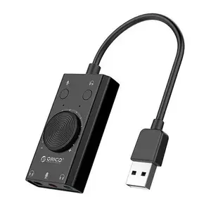 Orico SC2 Многофункциональная USB-внешняя звуковая карта с 2-x портами гарнитуры и 1 X Microfone Port и регулировкой громкости (черный)