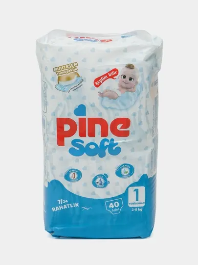 Детские подгузники Pine Soft Newborn 1, 2-5 кг, 40 шт