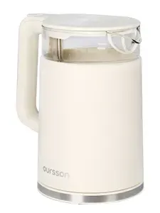Электрический стеклянный чайник Oursson KE1732W/IV , мощность 2200W, объем 1.7 литров, пластик/закаленное стекло, двойные стенки сохраняют тепло.