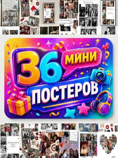 У Денчика Минипостеры 36 шт коллаж с для подруги