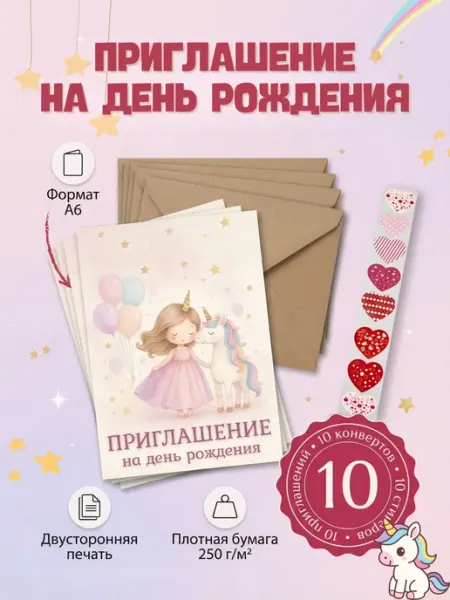 Приглашение на день рождения Единорог