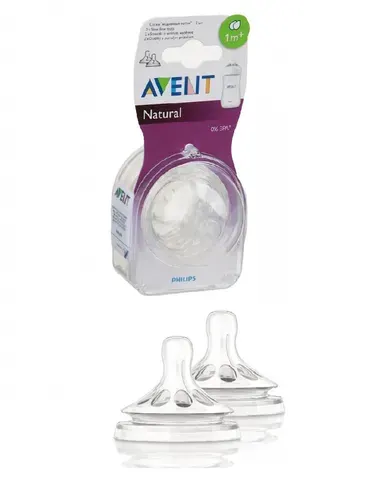 Philips AVENT / Соска медленный поток Natural SCF042/27, 2 шт., 1 мес.+