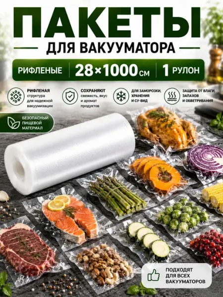 Vacu&Wrap Пакеты для вакууматора рифленые 28х1000 см 1 рулон