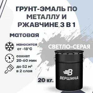 Грунт-эмаль 3 в 1, краска по металлу и ржавчине ВЕРШИНА шоколадная 10 кг.