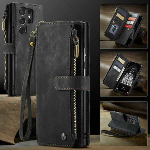 Многофункциональный чехол-кошелек CaseMe 3 in 1 Matte Wallet для Samsung Galaxy S25 Ultra черный