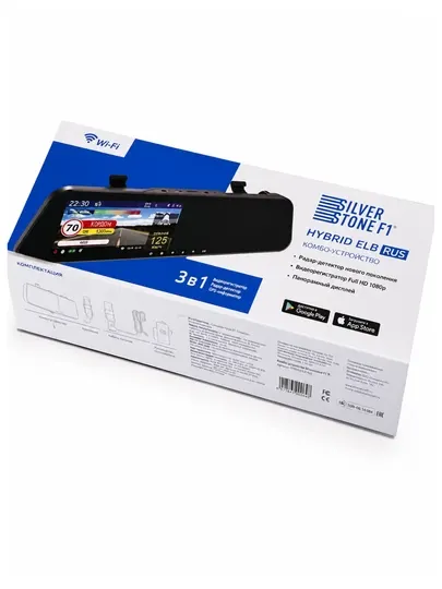 Комбо-устройство SilverStone F1 Hybrid ELB RUS видеорегистратор 3 в 1, Full HD, Wi-Fi, GPS