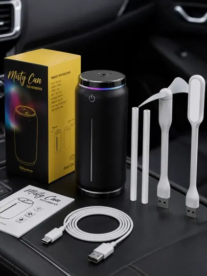 Портативный мини-увлажнитель 3 в 1 с вентилятором и LED-подсветкой, USB