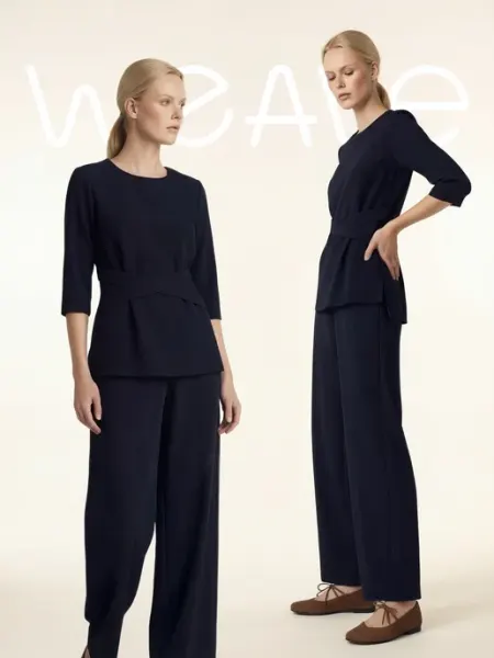 Weave Atelier Медицинский костюм стрейч с брюками палаццо