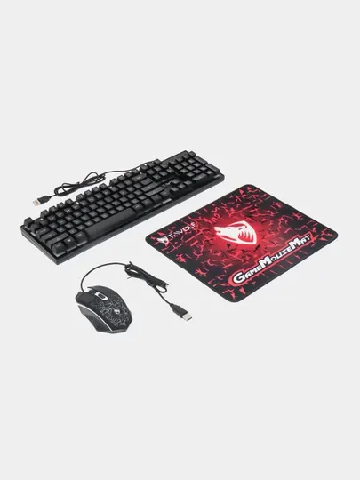 Игровой комплект Thunderwolf TF-31, 3 в 1: клавиатура, мышь и коврик для мыши