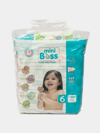 Подгузники Mini Boss от 3-20 кг, размеры от 1 до 6