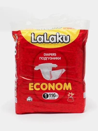 Подгузники LaLaku Econom, размер 1, вес 3-5 кг, 116 шт