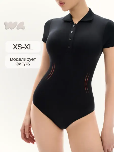 WAISTLINE Боди футболка поло на пуговицах