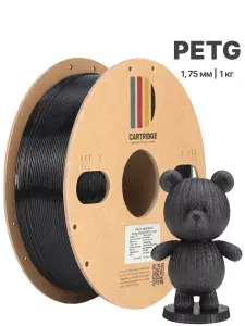 PETG CartriDge 1.75 мм 1 кг пластик для 3D печати черный, прозрачный с глиттером
