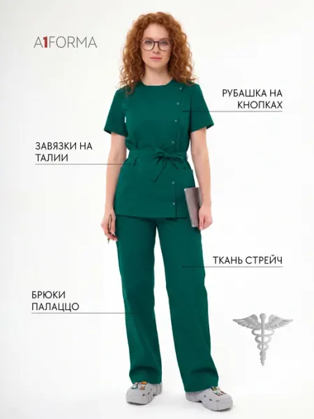 A1 FORMA Медицинский костюм трикотажный с брюками палаццо