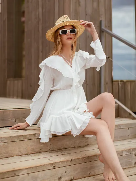 AVT FASHION Платье вечернее короткое с воланами на весну