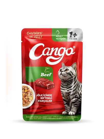 Влажный корм Cango для взрослых кошек, с говядиной в желе, 4х80 г (4 в 1)