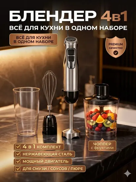 TOMMY ARIKO Блендер погружной мощный 4в 1