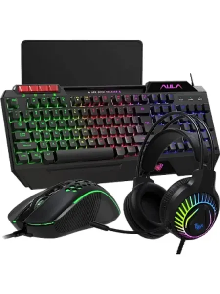 AULA Игровой набор 4 в 1 клавиатура, мышь, коврик, наушники T650