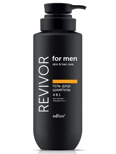 Гель-душ-шампунь 4 в 1 Revivor for Men.Skin & Hair Care, 400 мл, Белита