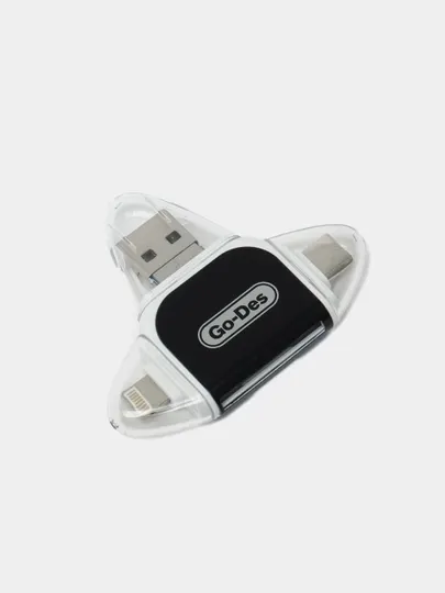Универсальный картридер Go-Des 4 в 1, поддерживает все смартфоны