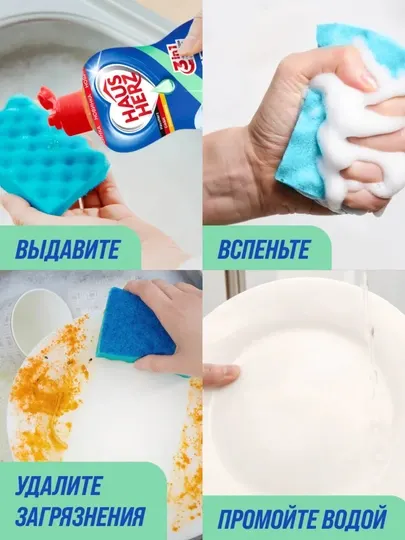 Набор средств для мытья посуды Haus Herz, 4 в 1