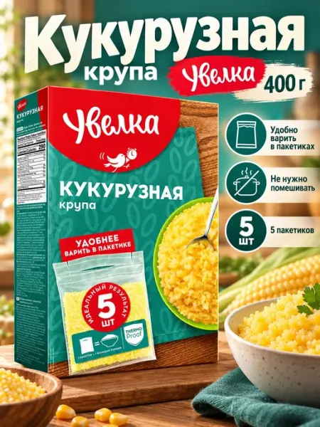 Увелка Кукурузная крупа 1 пачка 400 грамм