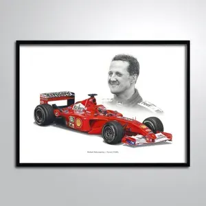Постер без рамы/Болид формулы 1 f1 Formula 1 Михаэль Шумахер Феррари Карандаш(А2/420х594мм)