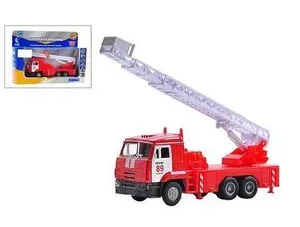 Машинка металлопластиковая инерционная КАМАЗ пожарная, свет+звук, 1:43