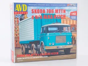 Сборная модель автомобиля Сборная модель SKODA-706 MTTN с полуприцепом ALKA-N12CH 7067AVD, масштаб 1/43