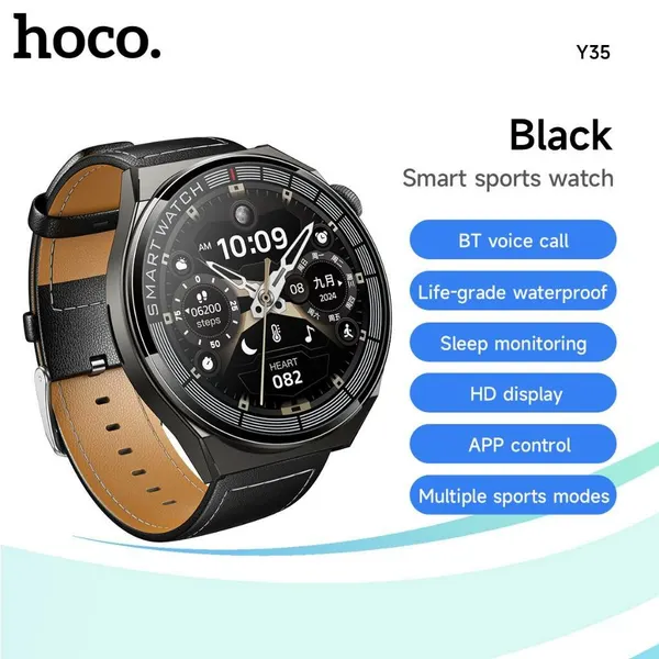 Умные часы HOCO Y35, 1.46″ HD, Bluetooth-звонки, пульс и сон, IP67, Android/iOS