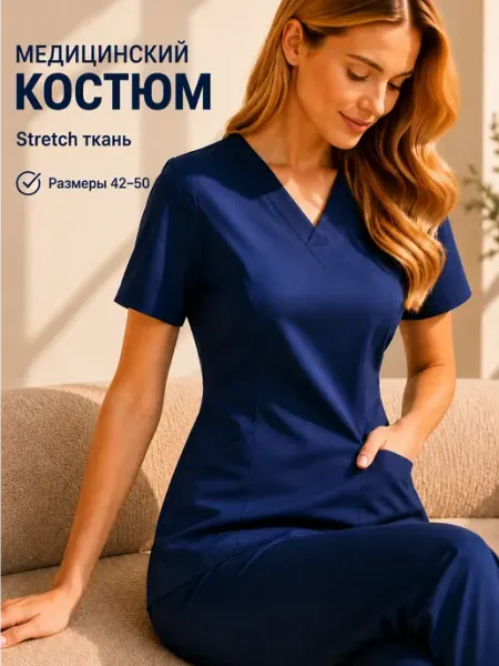 РУНИФОРМ Медицинский костюм с брюками, Хирургическая форма стрейч