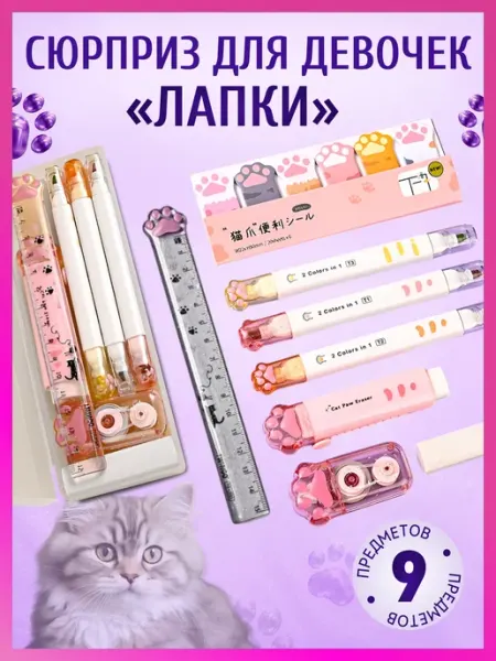 Cat Paw Канцелярский набор подарочный бокс лапки