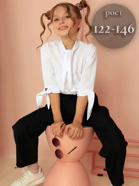 Mulliebris Shop Рубашка школьная на завязках с длинным рукавом