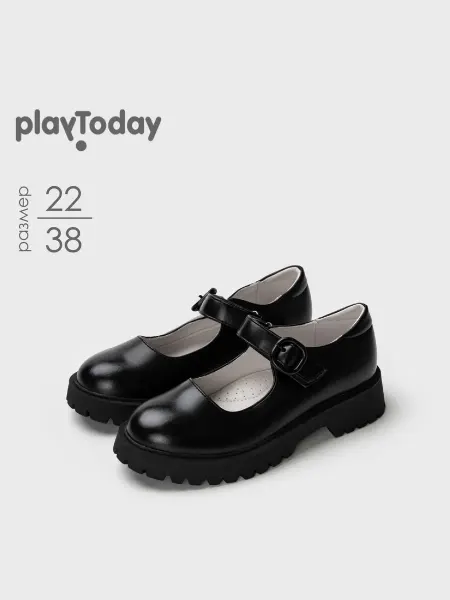 PlayToday Туфли кожаные на массивной подошве школьные на сменку