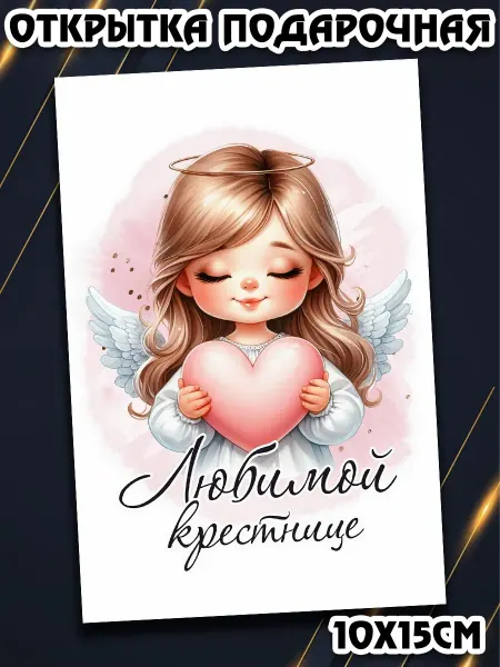 Podarkez Открытка крестнице и крестнику подарок с конвертом
