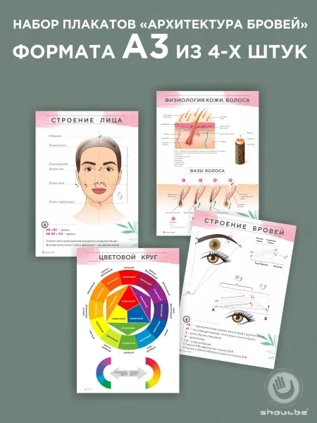 ShoutBe-Beauty Набор плакатов для бровиста 4 шт А3