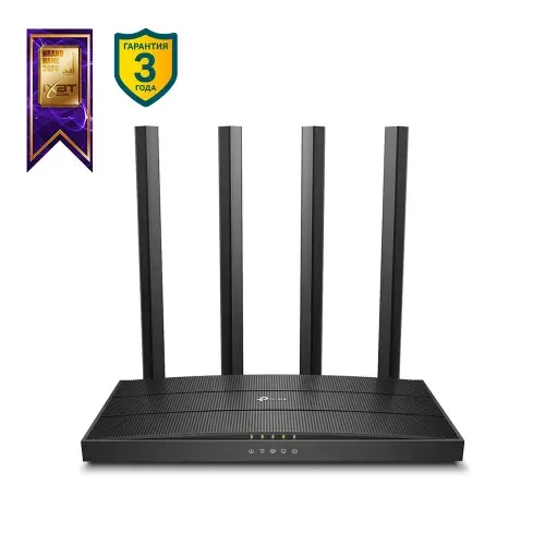 Wi-Fi Роутер TP-Link Archer C6 гигабитный, AC1200, 5xRJ45 1Гбит/с, многорежимный, двухдиапазонный, Mesh