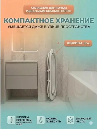 Ванночка для купания 6 в 1 складная с термометром, матрасиком и горкой