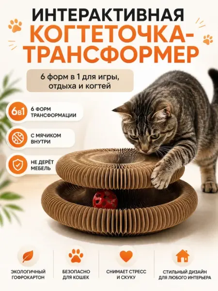 Д777 Когтеточка для кошек трансформер с мячиком 6 в 1