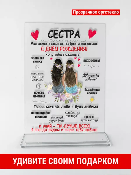 Открытка с Днем рождения Открытка подарок сестре