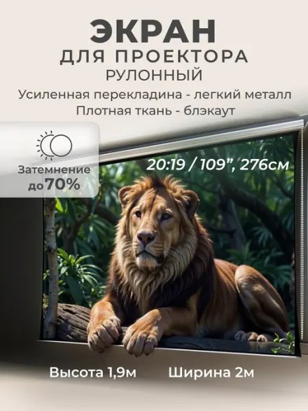 Gozhy Экран для проектора рулонный блэкаут 1,9х2м