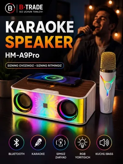 Портативная Bluetooth колонка SPEAKER MECHA LED A9 PRO + 1 микрофон
