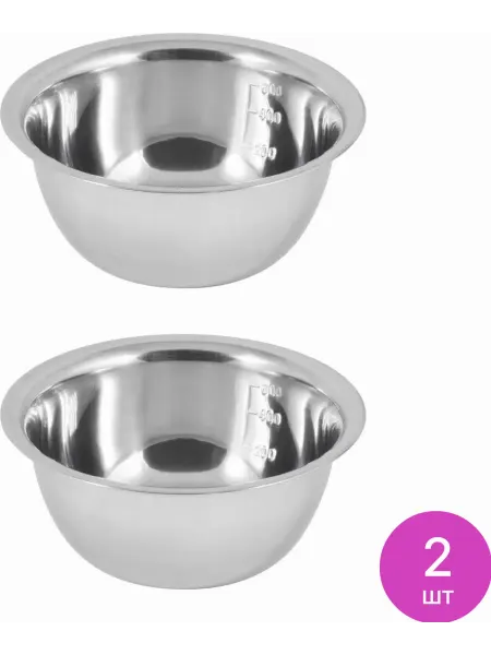 Mallony Миска Маллони Bowl-Roll-20 из стали, цвет хром, 1.5л, 2 шт