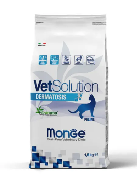 MONGE Сухой корм Cat VetSolution Dermatosis, лечебная диета, 1.5кг