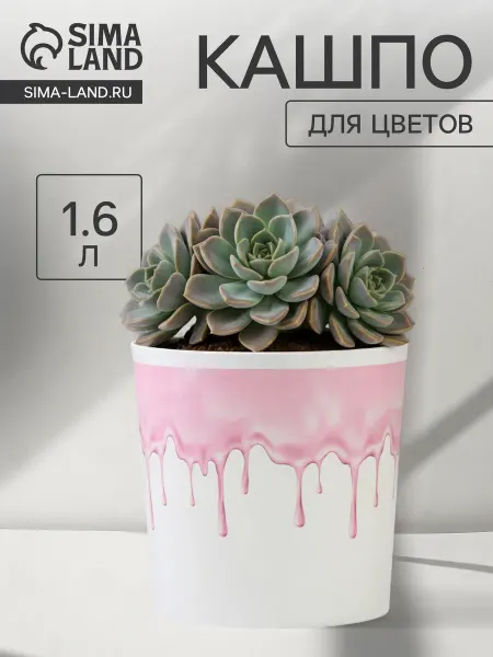 Дарим Красиво Кашпо для цветов «Текстура» 1.6 л, d=14 см, h=14 см, пластик
