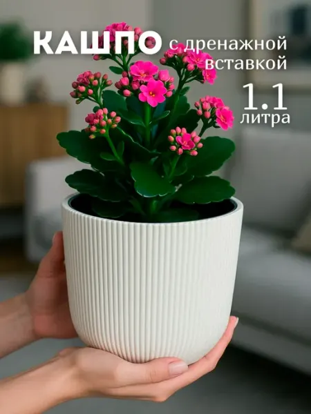 Mix Ell Кашпо для цветов 1,1 л горшок с дренажной вставкой