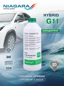 Концентрат антифриза зеленый (жидкость охлаждающая) NIAGARA Green G11 1,5 л