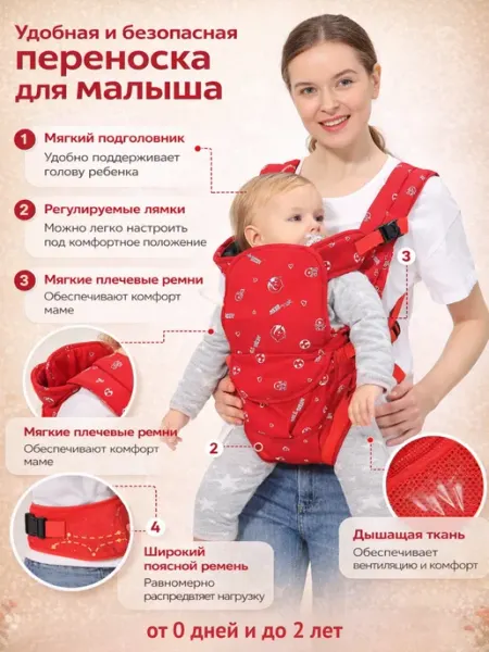 Рюкзак-кенгуру переноска для малыша с 0 мес
