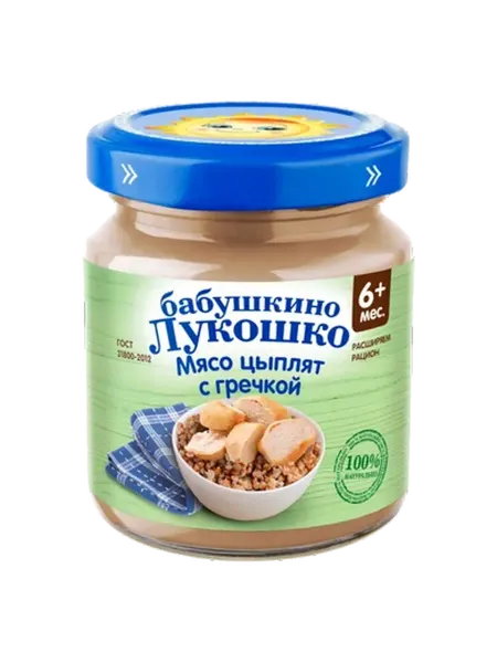 Бабушкино Лукошко Пюре цыпленок гречка Курочка ряба 100г