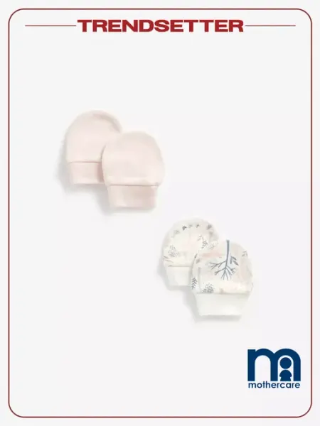 Mothercare Набор антицарапки 2 пары для новорожденных малышей варежки